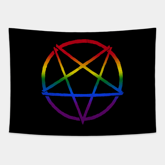 Rainbow Satanic Pentagram | Satanic Pride Tapestry by WearSatan