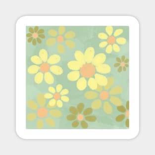 Yellow Floral Daisy Sunflower Pattern Magnet