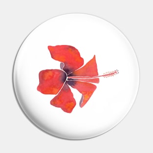 Red Hibiscus Tropical Watercolor Illustration Pin