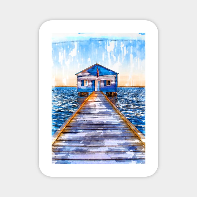 Lake Jetty To Cabin USA Magnet by ColortrixArt