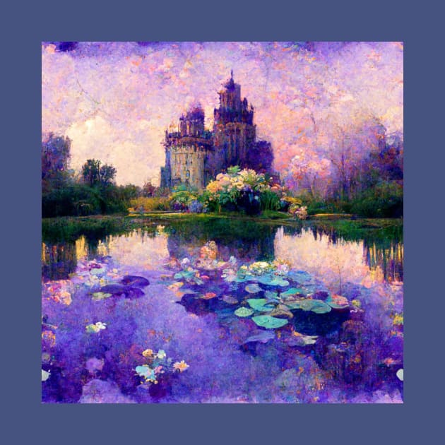 Fantasy Purple Castle Impressionism Calming Zen Painting by joannejgg