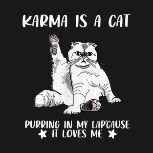 Karma Is A Cat Purring In My Lap Funny Cat Lover T-Shirt