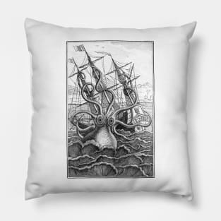 Kraken Unleashed Vintage Ship Attack Pillow