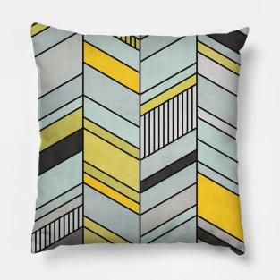 Colorful Concrete Chevron Pattern - Yellow, Blue, Grey Pillow