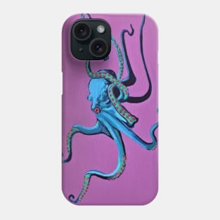 Blue Octopus on Purple (Vertical) Phone Case