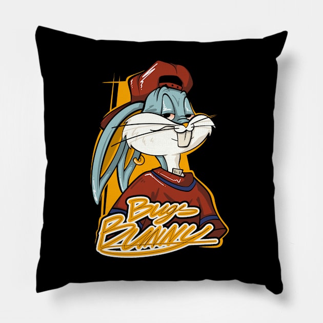 Bunny Bugs Cartoon Pillow by KNTG