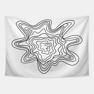 Topographic Abstract Contour Line Art Black on White Wave Layers Tapestry