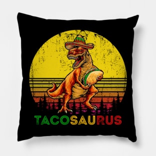 Retro Tacosaurus Taco Dinosaur T rex Funny Cinco De Mayo Pillow