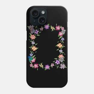 flowers tendril, floral, bloom, butterfly, insect Phone Case