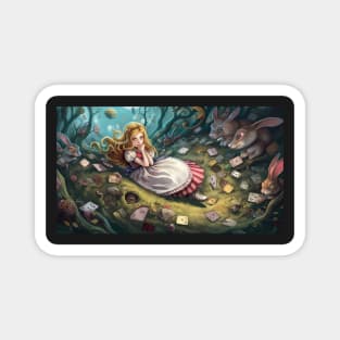 Alice in Wonderland. "Tea Party with the Mad Hatter and the Cheshire Cat" Magnet