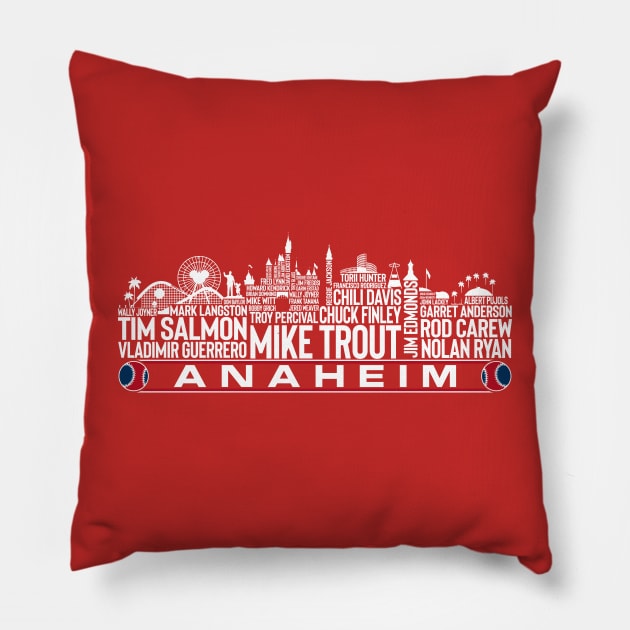 Los Angeles Baseball Team All Time Legends, Anaheim City Skyline Pillow by Legend Skyline