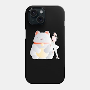 Fortune Cat & Beauty with Love Sign Phone Case