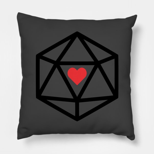 Heart Dice D20 Pillow by MimicGaming