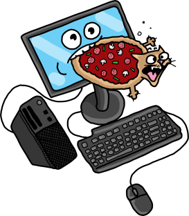 A Computer Eating A Pizza That Is Actually A Cat Magnet