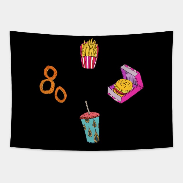 Fast Food Dreamz Tapestry by minniemorrisart