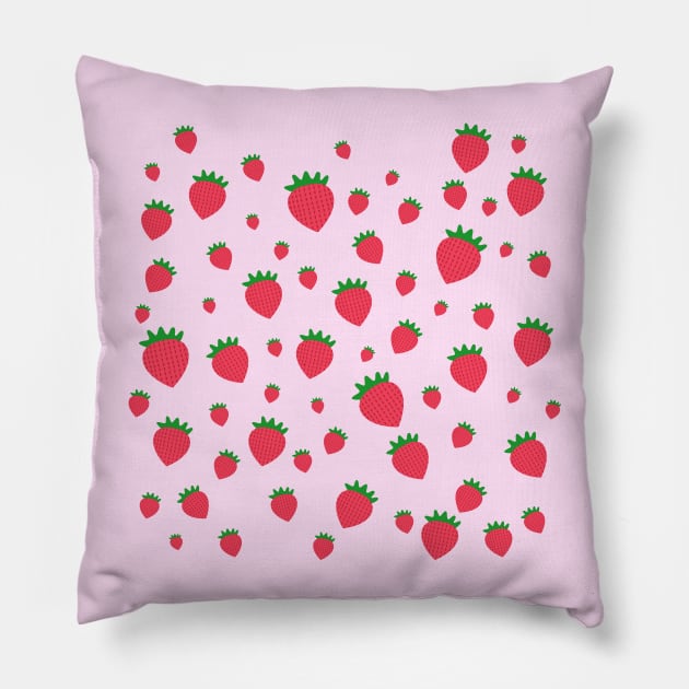 Whimsical strawberry pattern Pillow by EuGeniaArt