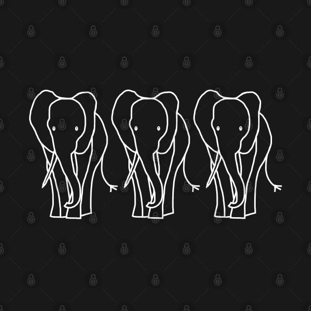 White Line Three Elephants by ellenhenryart