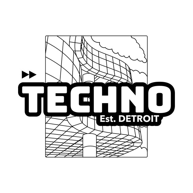 TECHNO  - Est. Detroit (black) by DISCOTHREADZ 