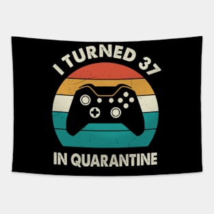 I Turned 37 In Quarantine - Sunset Retro Vintage 1983 37th Birthday Gift Tapestry