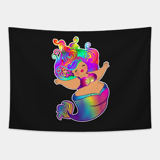 Rainbow Mermaid Tapestry by Toni Tees