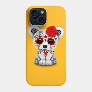 Red Day of the Dead Sugar Skull Polar Bear Phone Case