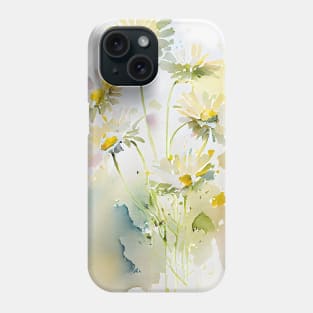 Abstract Watercolor Daisy Design on a Sunny Day Phone Case