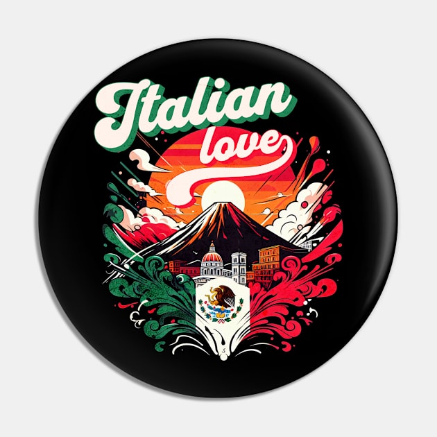 Italian Love Vesuvius Vulcano Design Pin by Miami Neon Designs