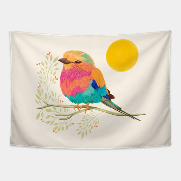 Rainbow Bird Tapestry by Shreyasi