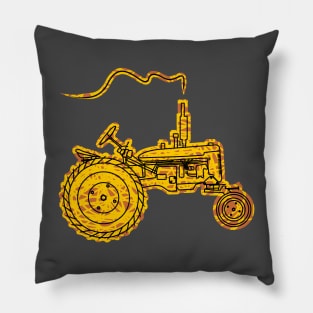 silhouette of an old farming machines Pillow