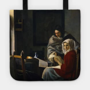 Girl Interrupted at Her Music by Jan Vermeer Tote