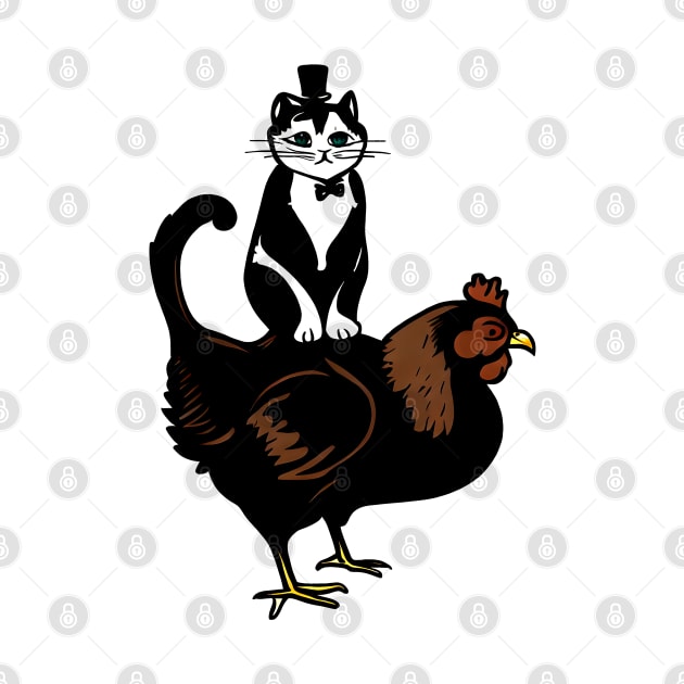 Tuxedo Cat on a Chicken by T-shirt US