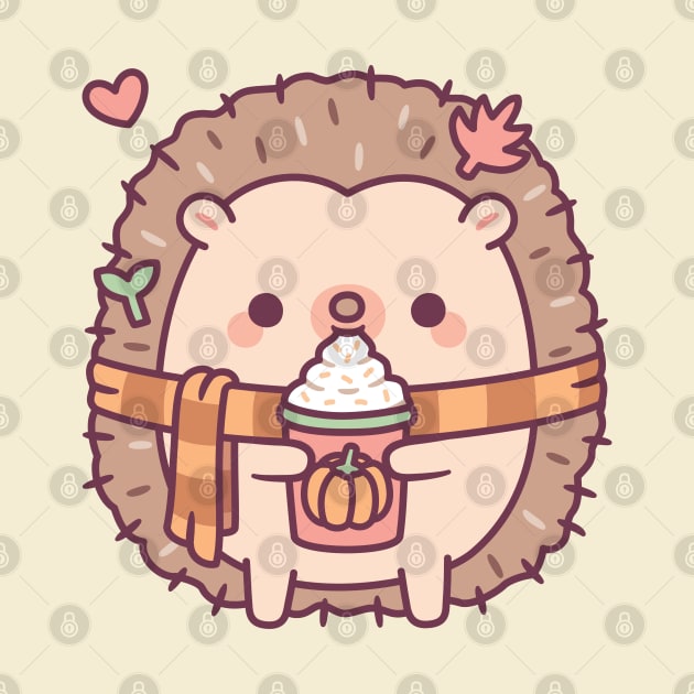 Cute Hedgehog Loves Pumpkin Spice Latte by rustydoodle