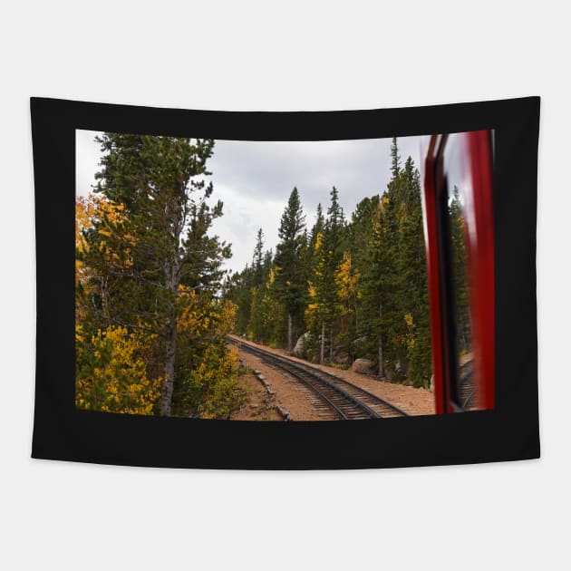 Pikes Peak Cog Rail Colorado Autumn Tapestry by WayneOxfordPh