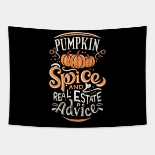 Pumpkin Spice And Real Estate Advice - Real Estate Halloween Tapestry