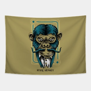 t-shirt-design-maker-featuring-a-monkey-with-a-mustache Tapestry