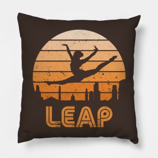 Retro Sunset Ballerina Leap Girls Pillow