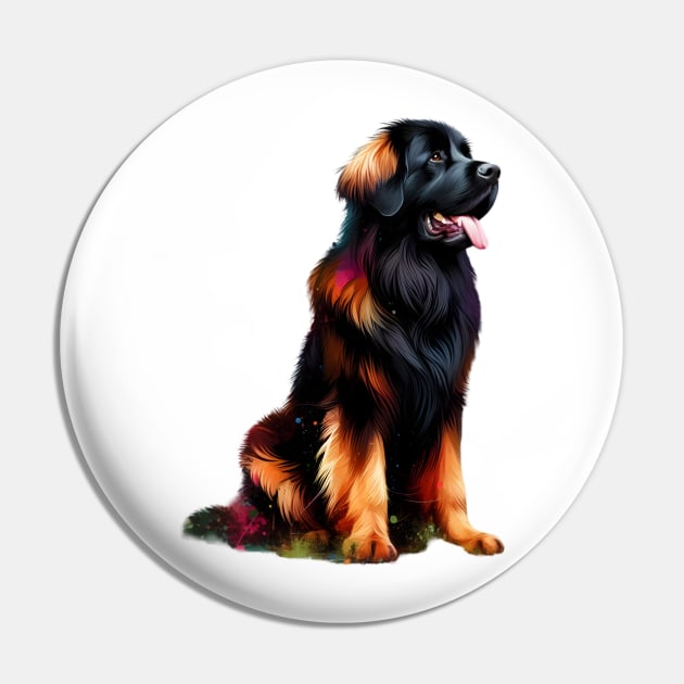 Vibrant Leonberger in Colorful Splash Art Style Pin by ArtRUs