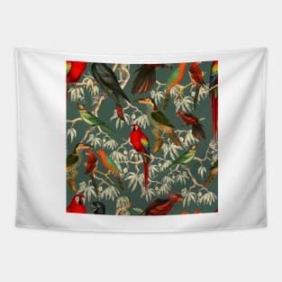 Tropical birds - green Tapestry