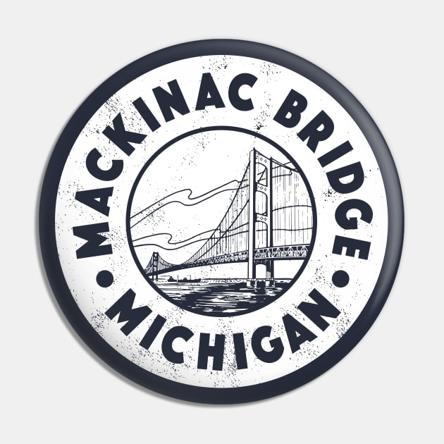 Vintage Mackinac Bridge Circle Badge Pin by DMSC