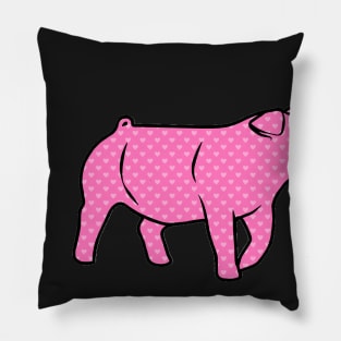 Pink Hearts Pig Silhouette 1 - NOT FOR RESALE WITHOUT PERMISSION Pillow