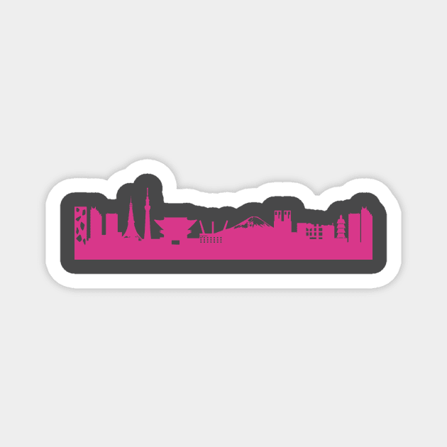 Tokyo skyline pink Magnet by 44spaces