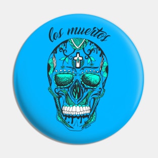 Blue Los Muertos Skull Pin