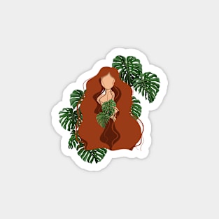 Abstract Portrait Illustration, Plant lady art 1.2 Magnet