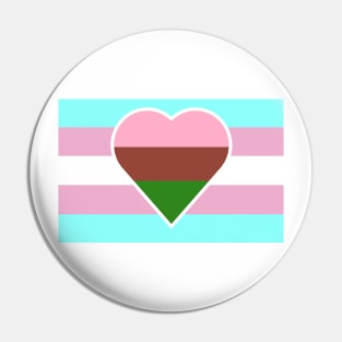 Transgender Pride Flag with Gynesexual/Gynephilic Heart Pin