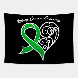 Kidney Cancer Awareness Heart Ribbon Gift Valentines Day - In This Family Nobody Fights Alone Tapestry