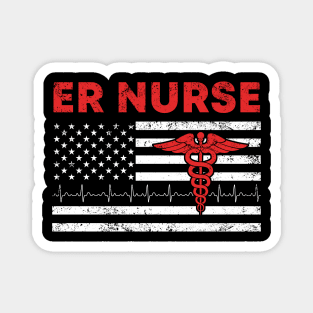 Emergency Room ER Nurse with American Flag Vintage Magnet