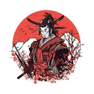 Red white black samurai warrior T-Shirt