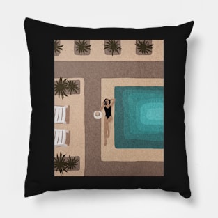 Girl near the swimming pool, Summer time Pillow