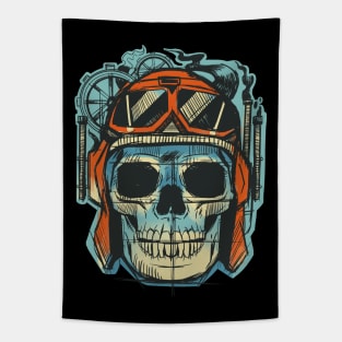 Pilot Skull Funny Aviation Lover Airplane Enthusiast Tapestry