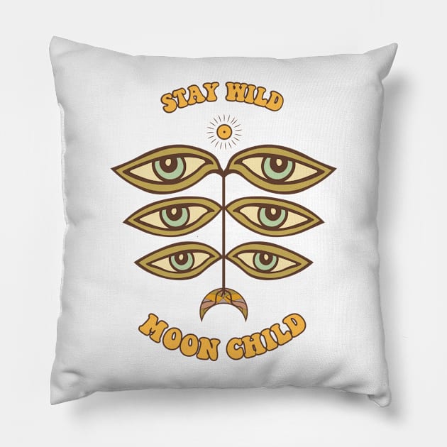 Stay Wild Moon Child Pillow by Dandzo